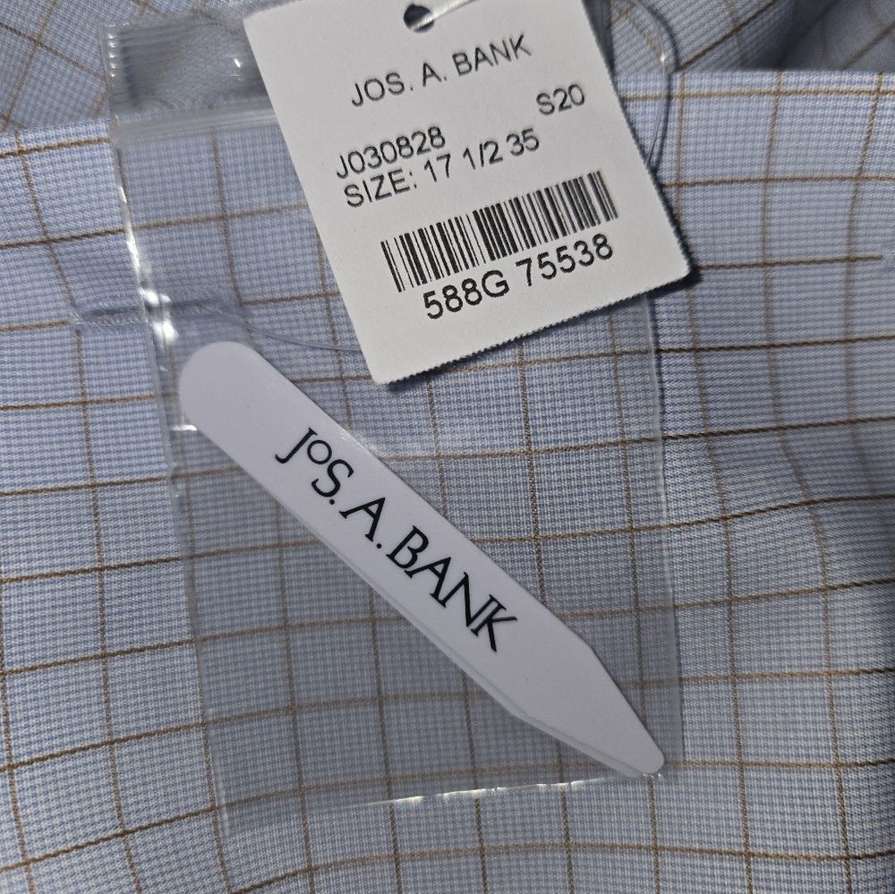 NWT Jos. A. Bank Men's Reserve Blue Checkered Dress Shirt Size 17 1/2-35 - Picture 4 of 5